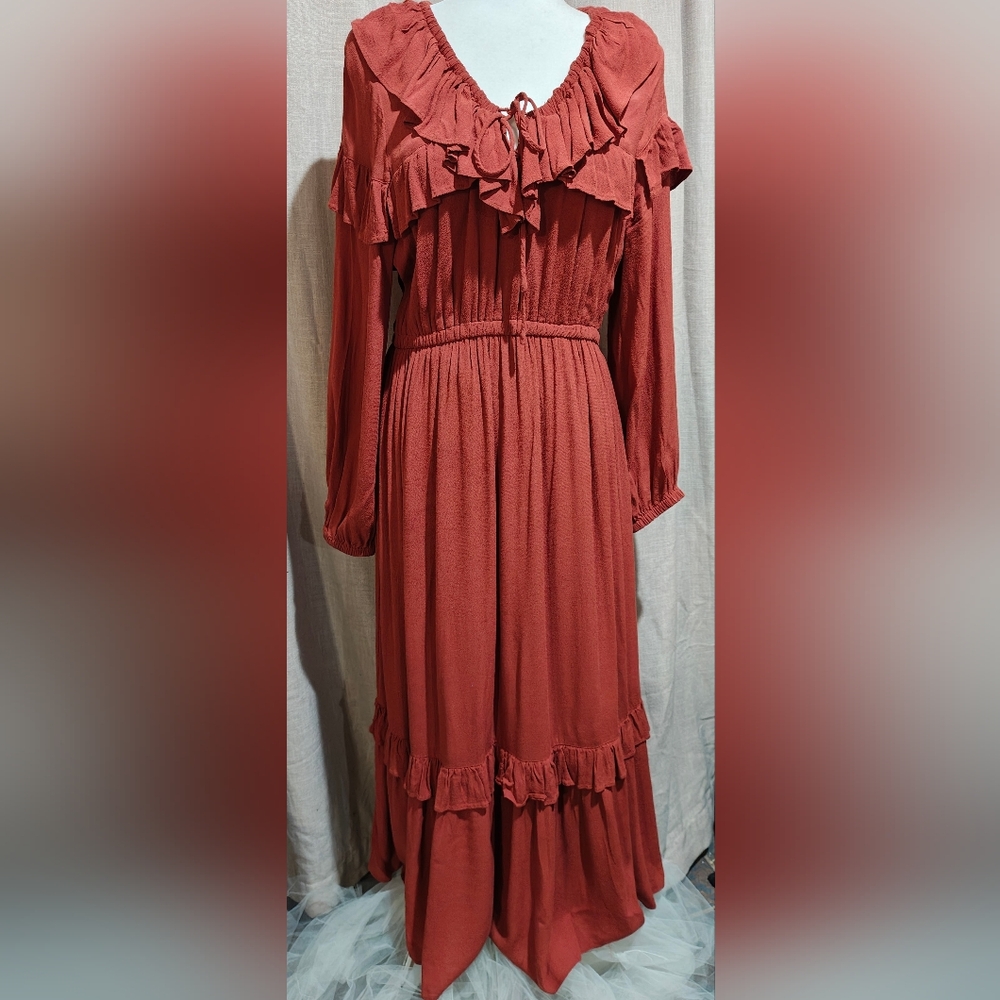 Gibson Latimer Terracotta Long Sleeve Dress